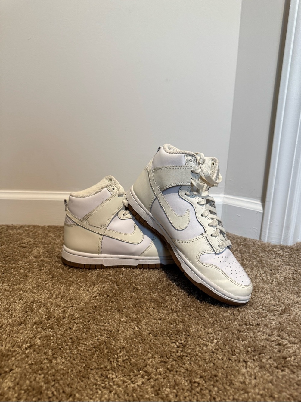 Nike High-Top Sneakers in Cream and White
